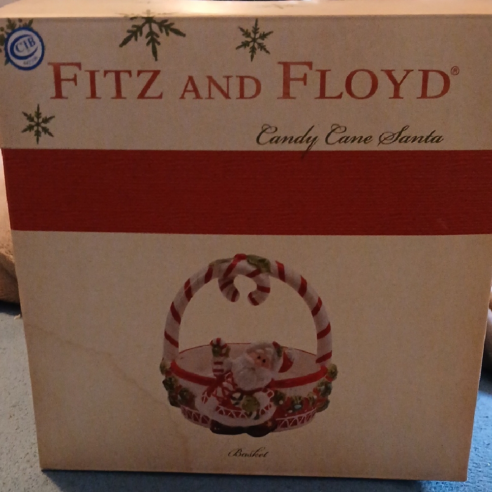 Fitz and Floyd Candy Cane Santa Basket